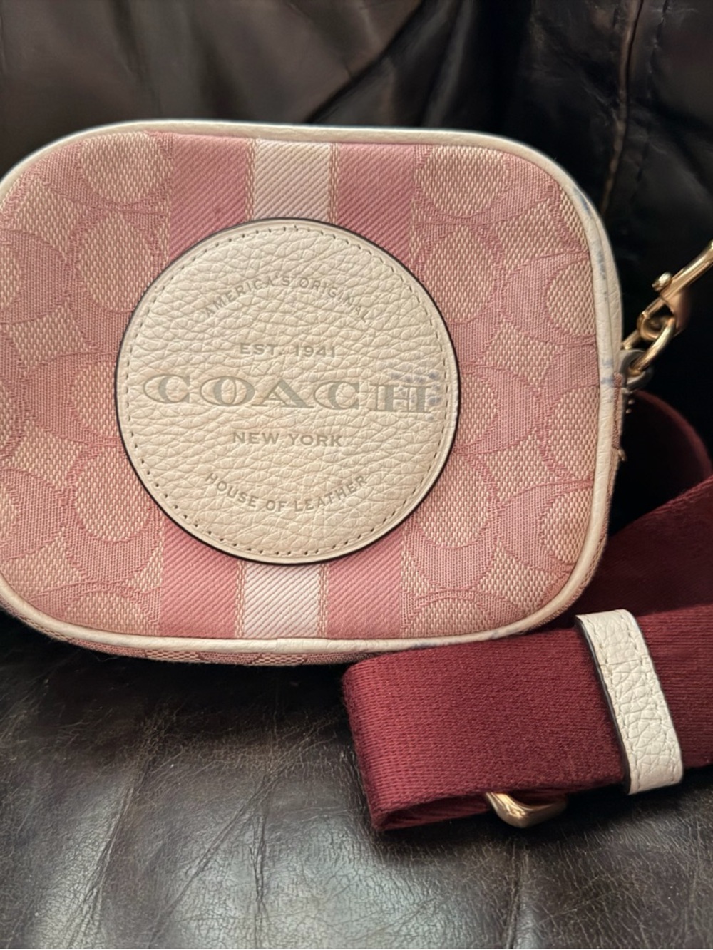 Coach Cream Pebbled Leather Mini Crossbody